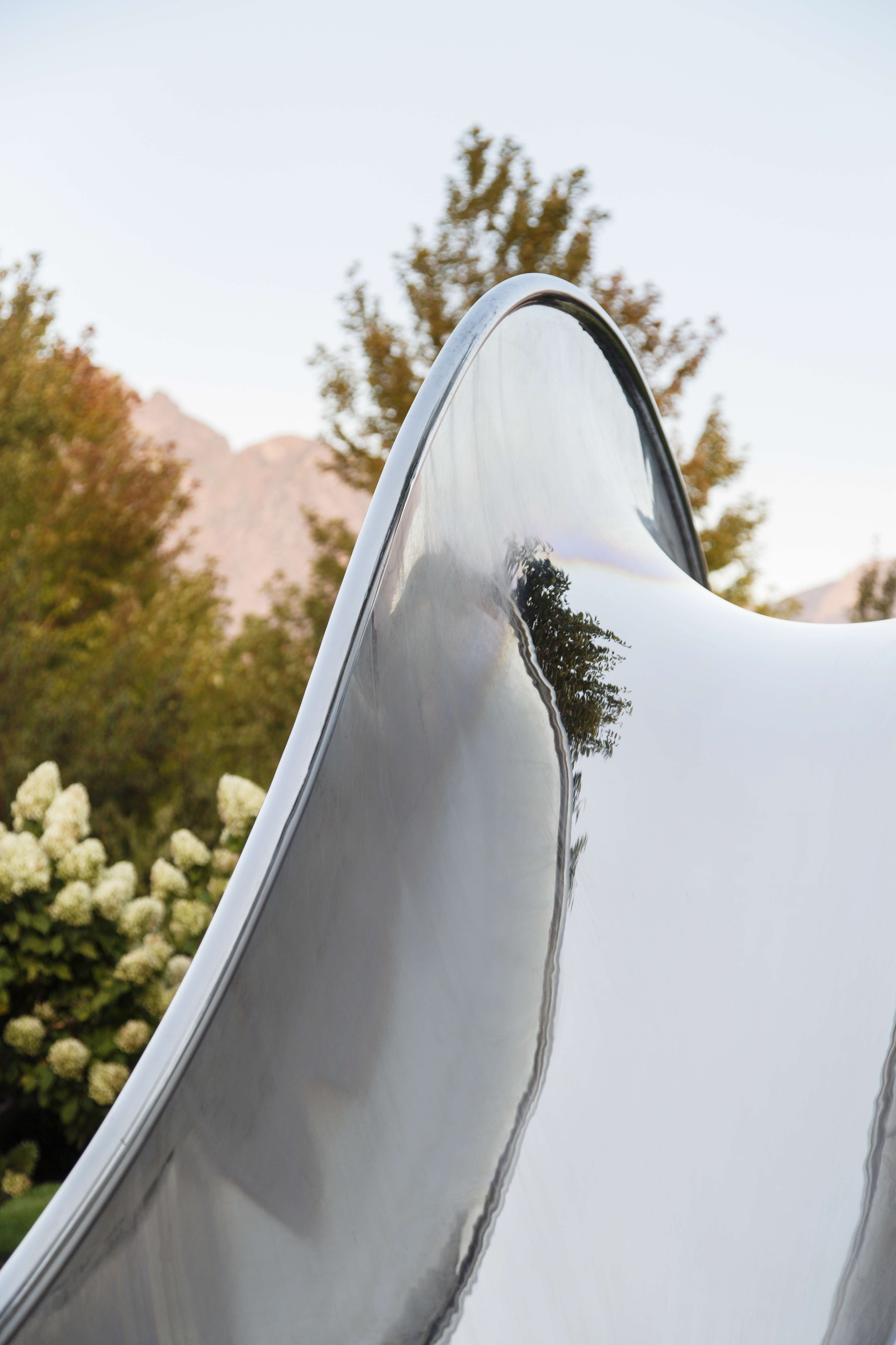 Close up of mirror polished water slide