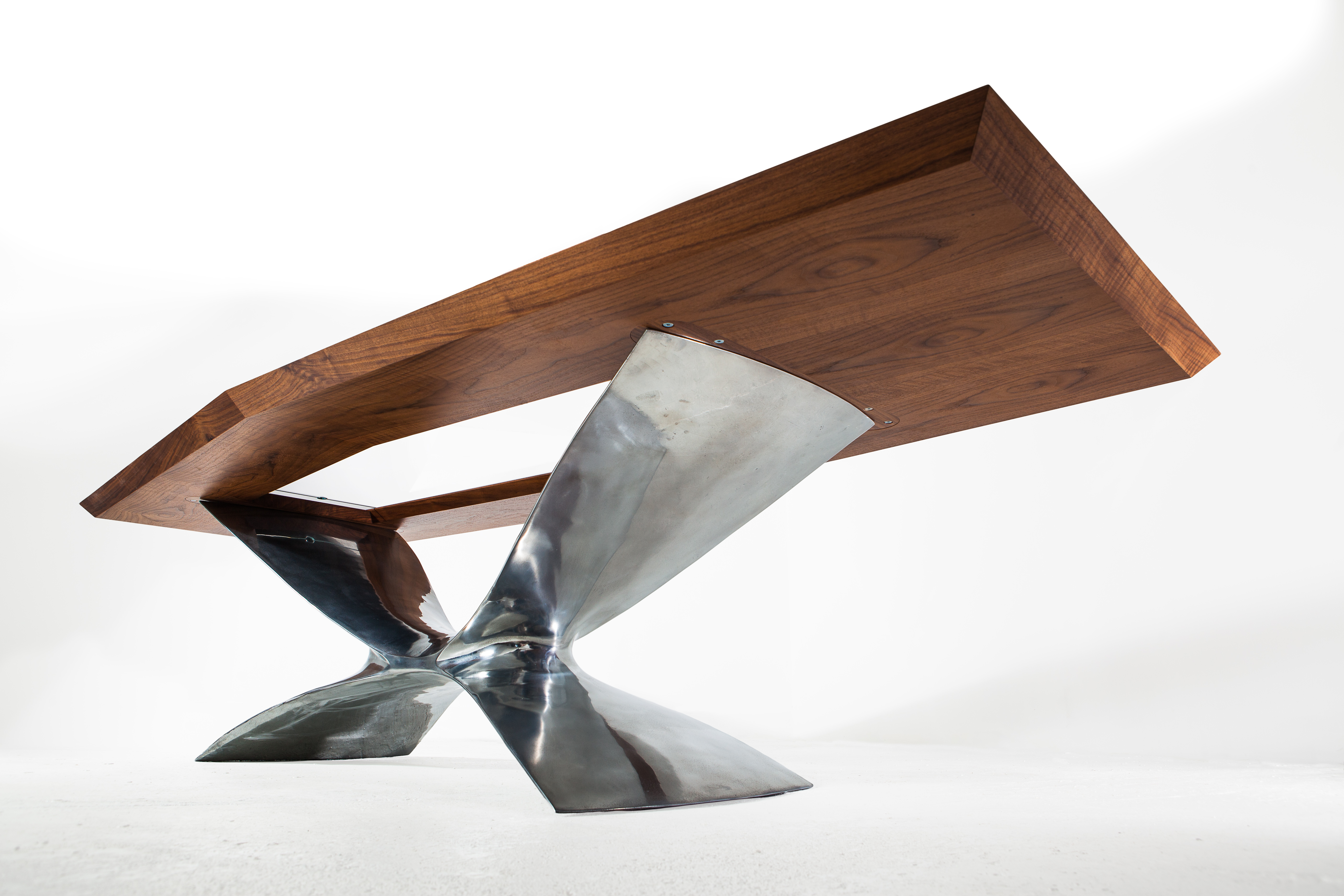 Soar desk commission hand-crafted in steel, wood and glass by Splinterworks