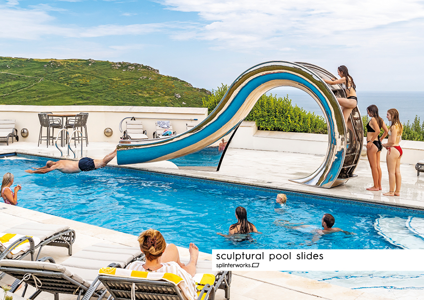 Splinterworks luxury pool slide at Gara Rock Hotel