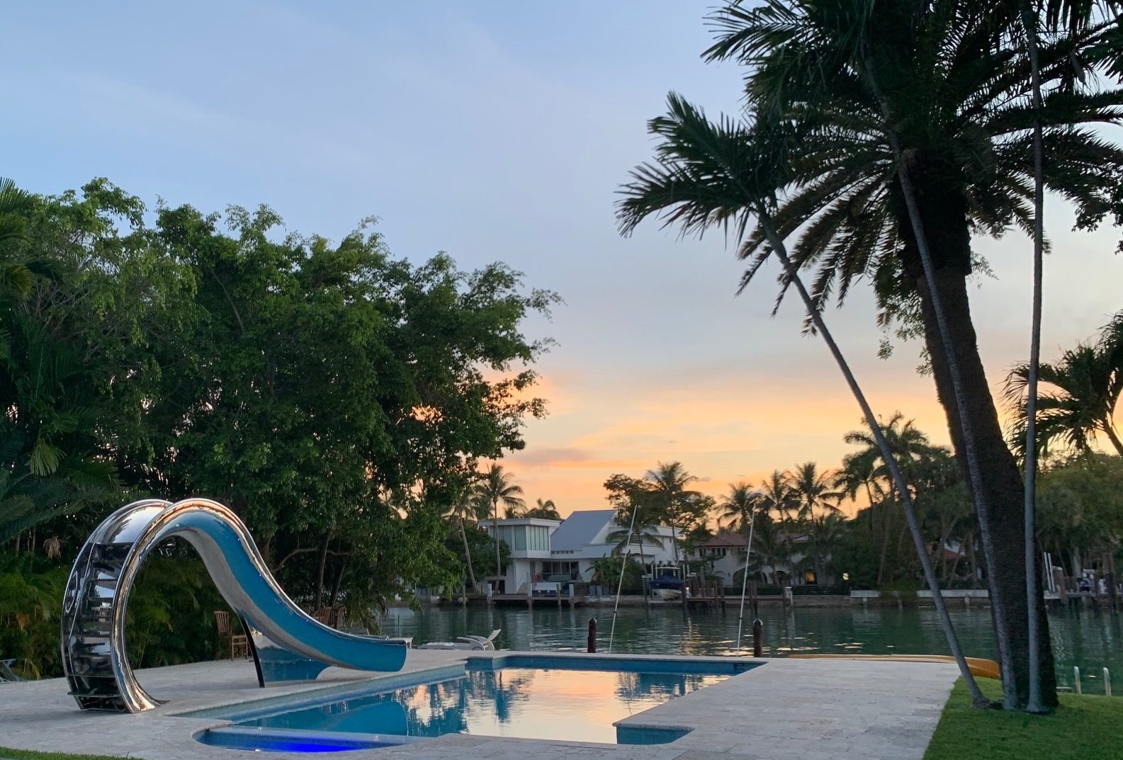 Splinterworks luxury pool slide Miami Florida